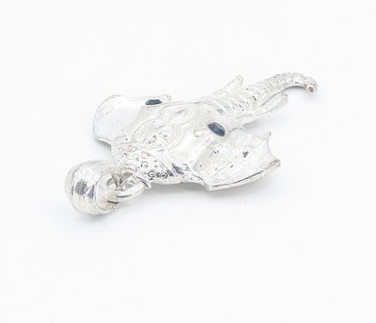 925 Sterling Silver  Vintage Black Hematite Elephant's Head Pendant  PT6208