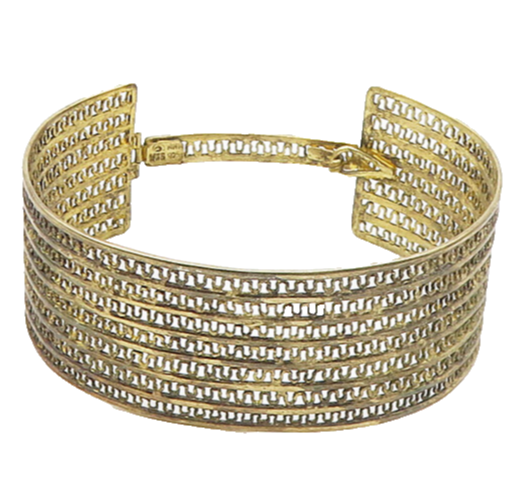 MMG WAG 925 Sterling Silver  Vintage Open Swirl Pattern Cuff Bracelet  BT7109