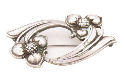925 Sterling Silver Vintage Brooch Pin VIKING CRAFT Antique Floral Cut  BP11203