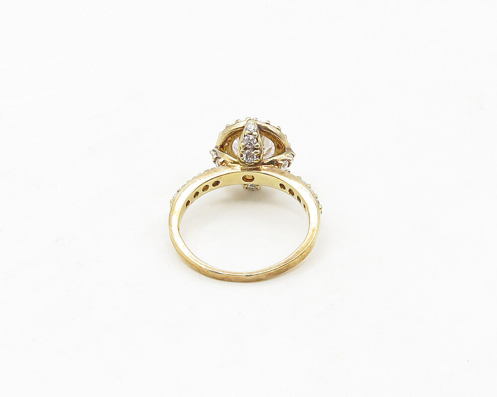 SETA 925 Silver   Cubic Zirconia Solitaire With Accents Ring Sz 8  RG17403