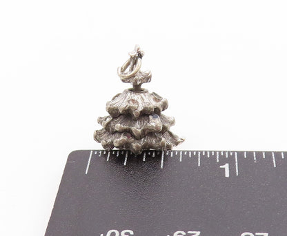 925 Sterling Silver Vintage Pendant Multi Gemstone Christmas Tree Charm  PT25080