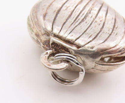 925 Sterling Silver Vintage Pendant Ribbed Puffy Nautical Seashell Charm PT25753