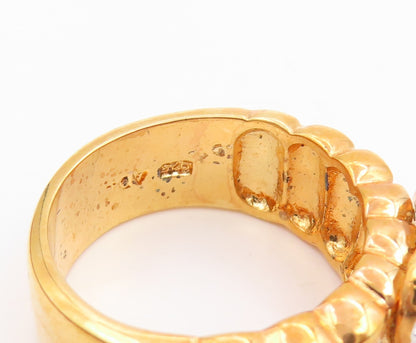925 Sterling Silver Vintage Ring Gold Plated CZ Love Heart Band  Sz 7  RG35618