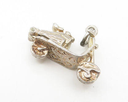 925 Sterling Silver  Vintage Dark Tone Motor Scooter Pendant (OPENS)  PT8886