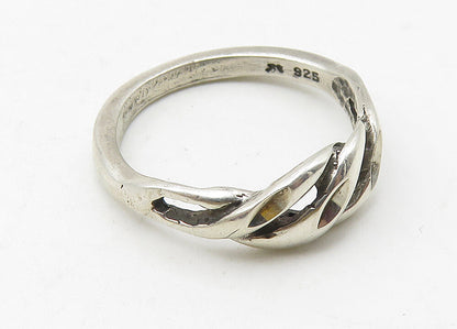 925 Sterling Silver  Vintage Diamond Cut Detail Shiny Band Ring Sz 5  RG10425