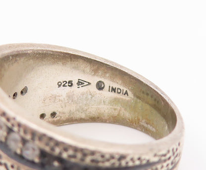 925 Sterling Silver Vintage Ring SILPADA Modernist CZ Wave Band  Sz 8  RG36043
