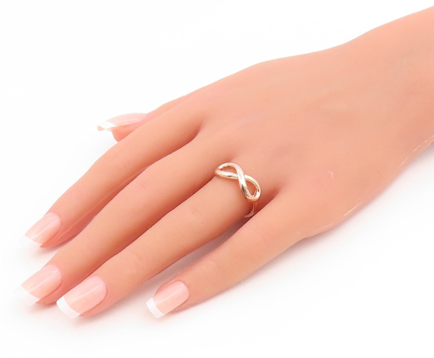 925 Sterling Silver Vintage Ring Gold Plated Elegant Infinity Band Sz 8 RG35207