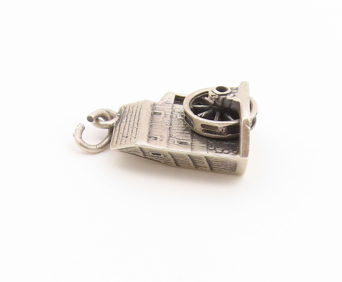 925 Sterling Silver Vintage Pendant CINI Watermill House Charm MOVES  PT26643