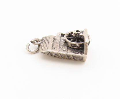 925 Sterling Silver Vintage Pendant CINI Watermill House Charm MOVES  PT26643