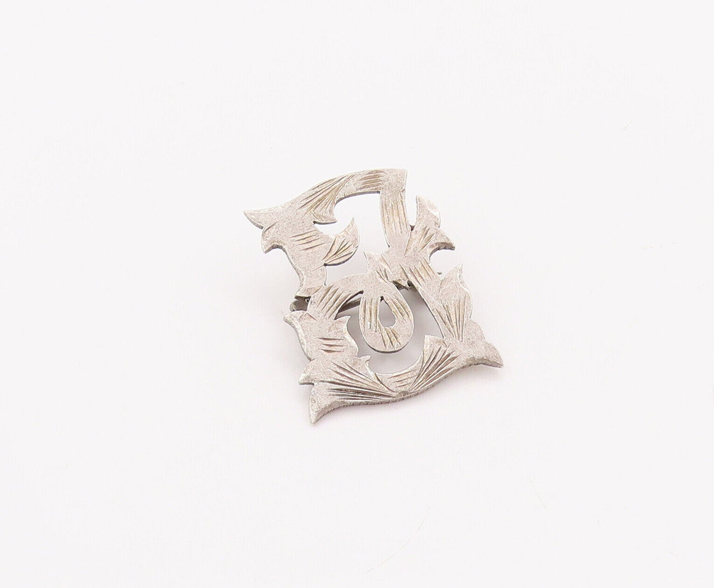 925 Sterling Silver Vintage Brooch Pin Minimalist Swirly Grooved  BP10889