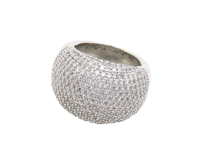 925 Sterling Silver  Vintage Cubic Zirconia Dome Cocktail Ring Sz 10  RG18698
