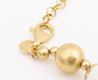 925 Sterling Silver Vintage Necklace Gold Plated White Onyx Beaded Chain  NE4731