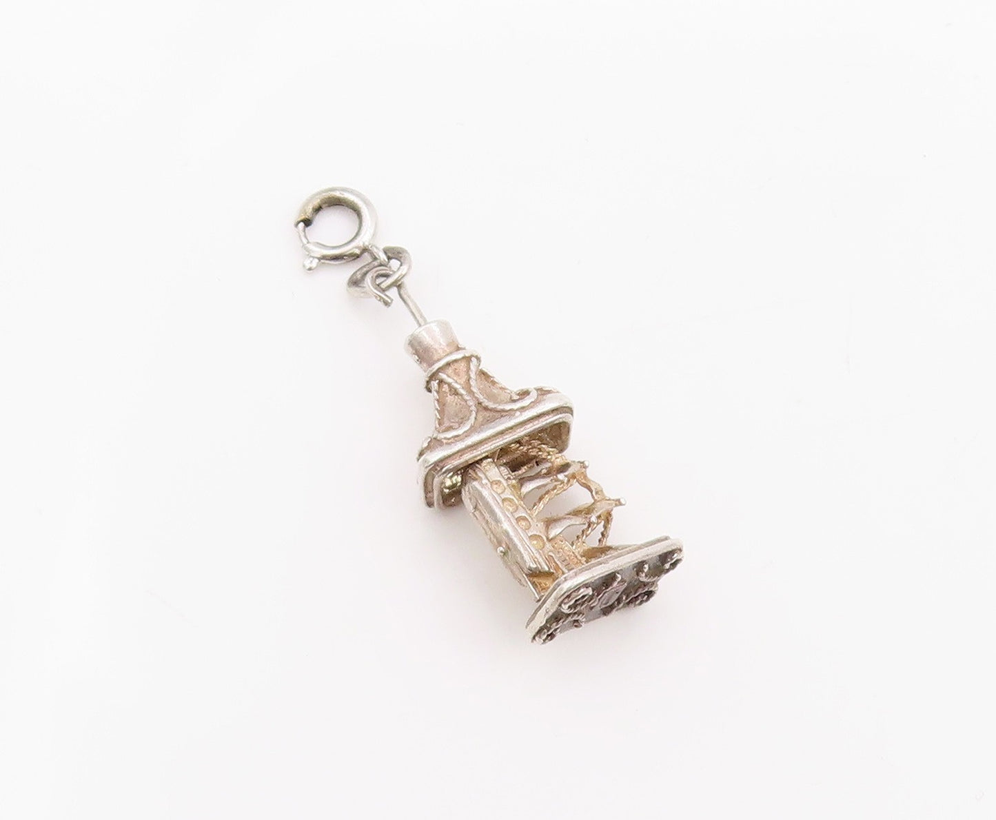 925 Sterling Silver Vintage Pendant 3D Miniature Potbelly Stove Charm  PT25244