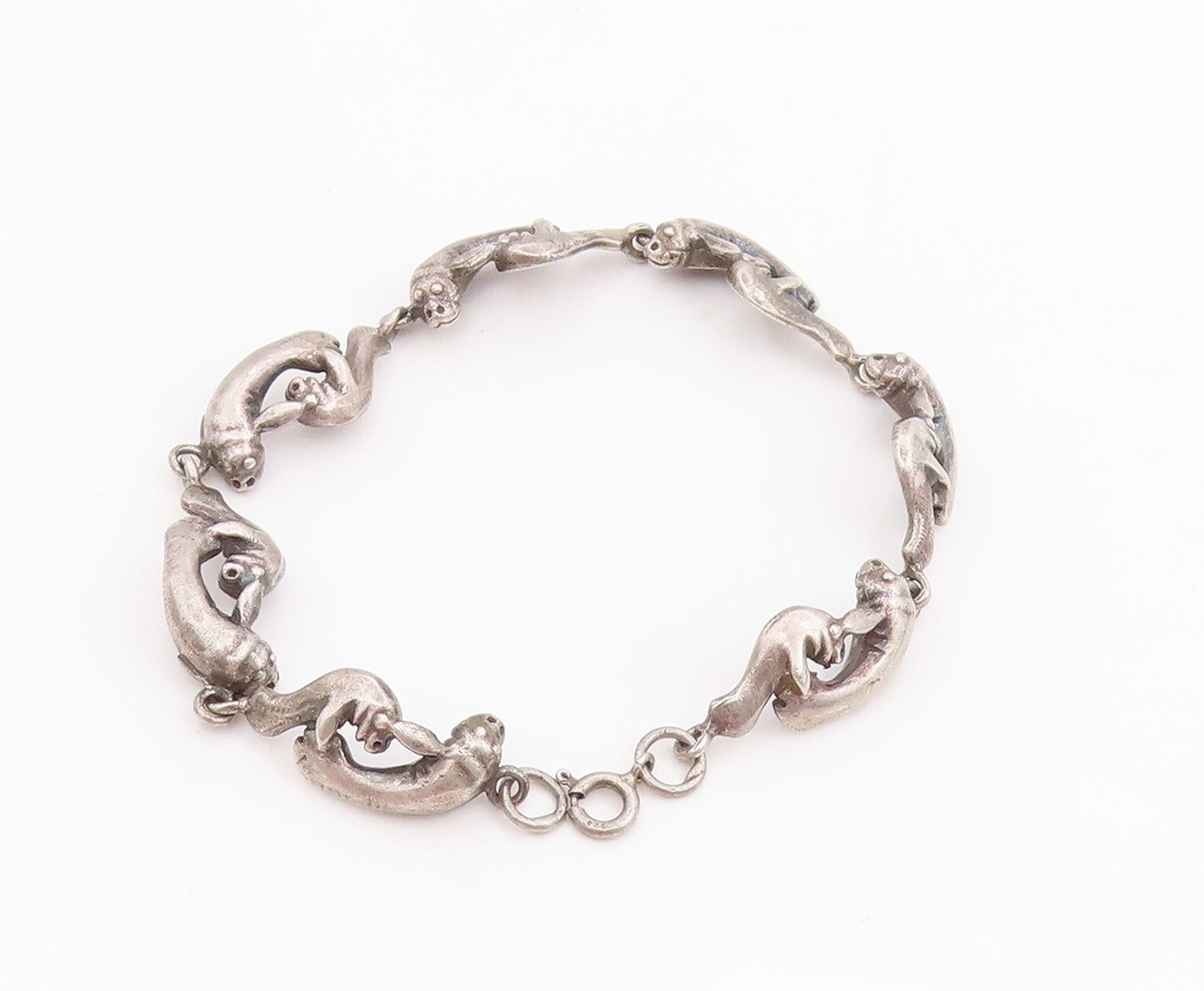 925 Sterling Silver Vintage Bracelet Dark Tone Swimming Sea Gull   BT11028