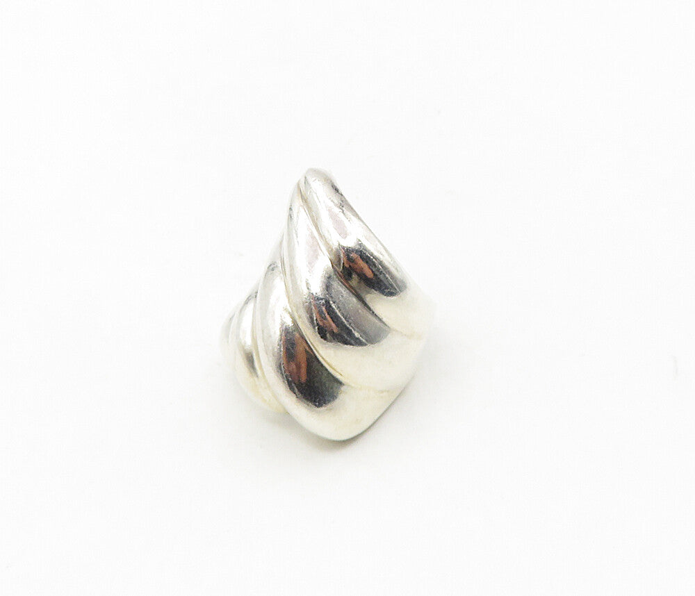 MEXICO 925 Sterling Silver  Vintage Shiny Fluted Cocktail Ring Sz 6.5  RG9033