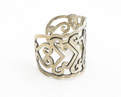 MEXICO 925 Sterling Silver  Vintage Open Love Hearts Cuff Bracelet  BT5172