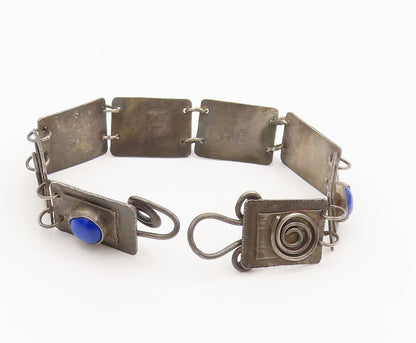 JRC 925 Silver  Vintage Modernist Welded Plates & Lapis Bracelet  BT10097