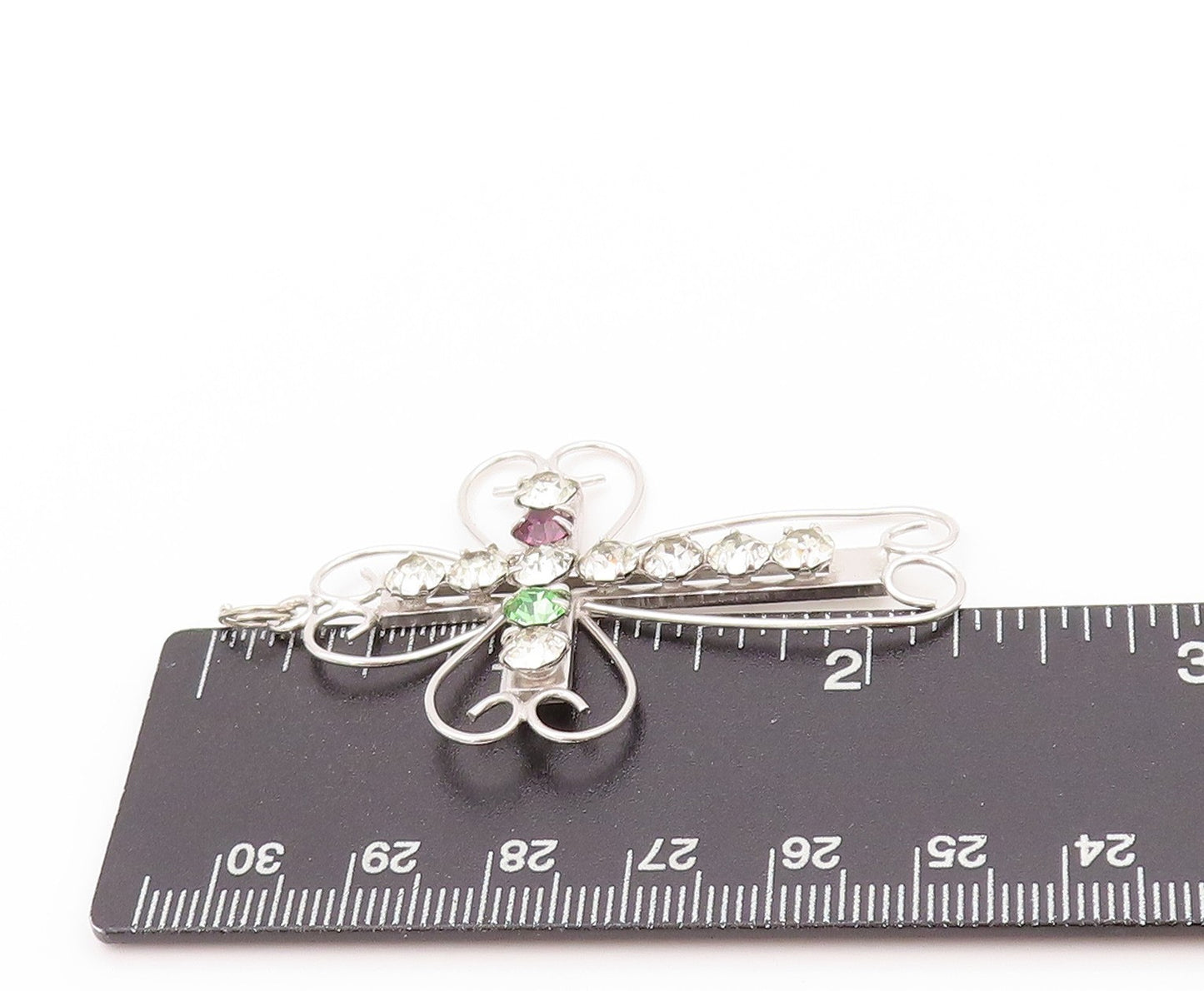 925 Sterling Silver Vintage Pendant Designer Cutout Rhinestone Cross  PT24066