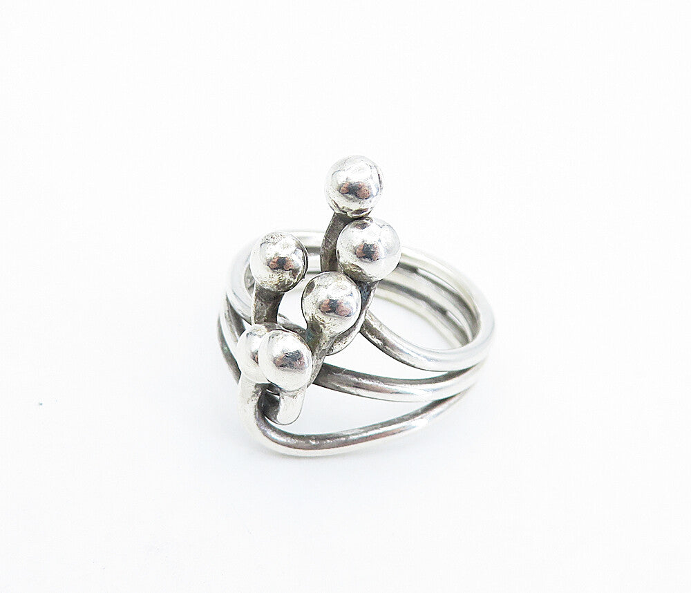 925 Sterling Silver  Vintage Shiny Grape Vine Motif Band Ring Sz 8.5  RG6245