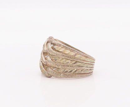 925 Sterling Silver Vintage Ring Solid Twisted Rope Knot Carved  Sz 7  RG28261