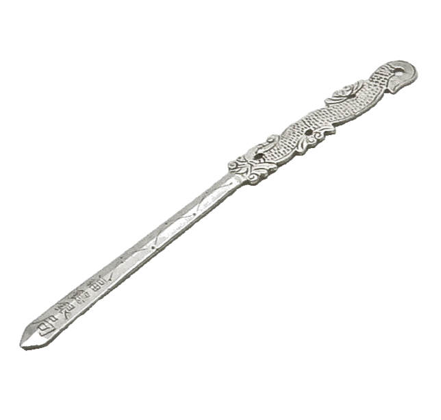 925 Sterling Silver  Vintage Dragon Etched Detail Sword Motif Pendant  PT12836