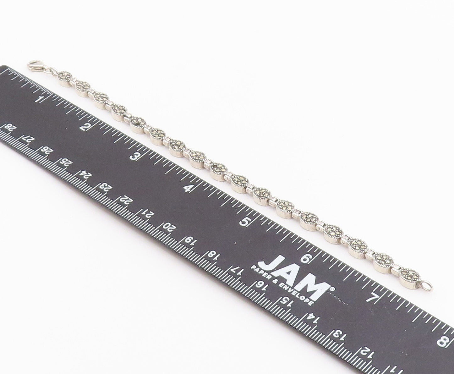 925 Sterling Silver  Mother Of Pearl & Marcasite Double Sided Bracelet  BT5099