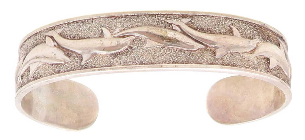 925 Sterling Silver Vintage Bracelet KABANA Swimming Dolphin Family  BT11192