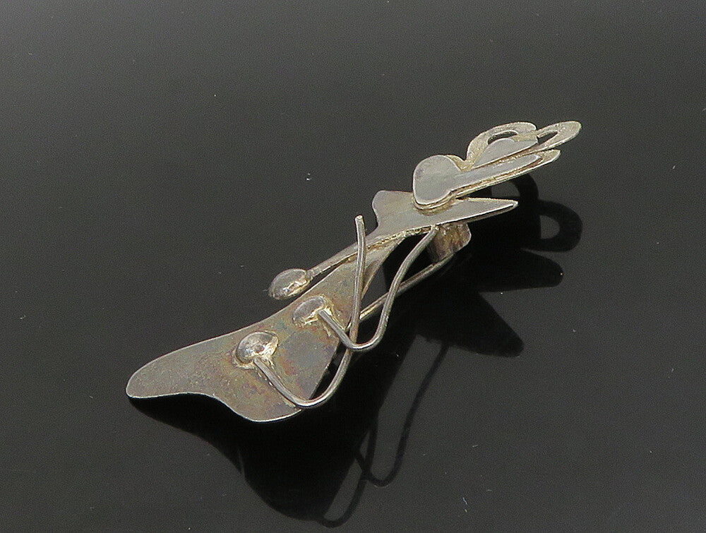 925 Sterling Silver  Vintage Dark Tone Modernist Design Brooch Pin  BP9219