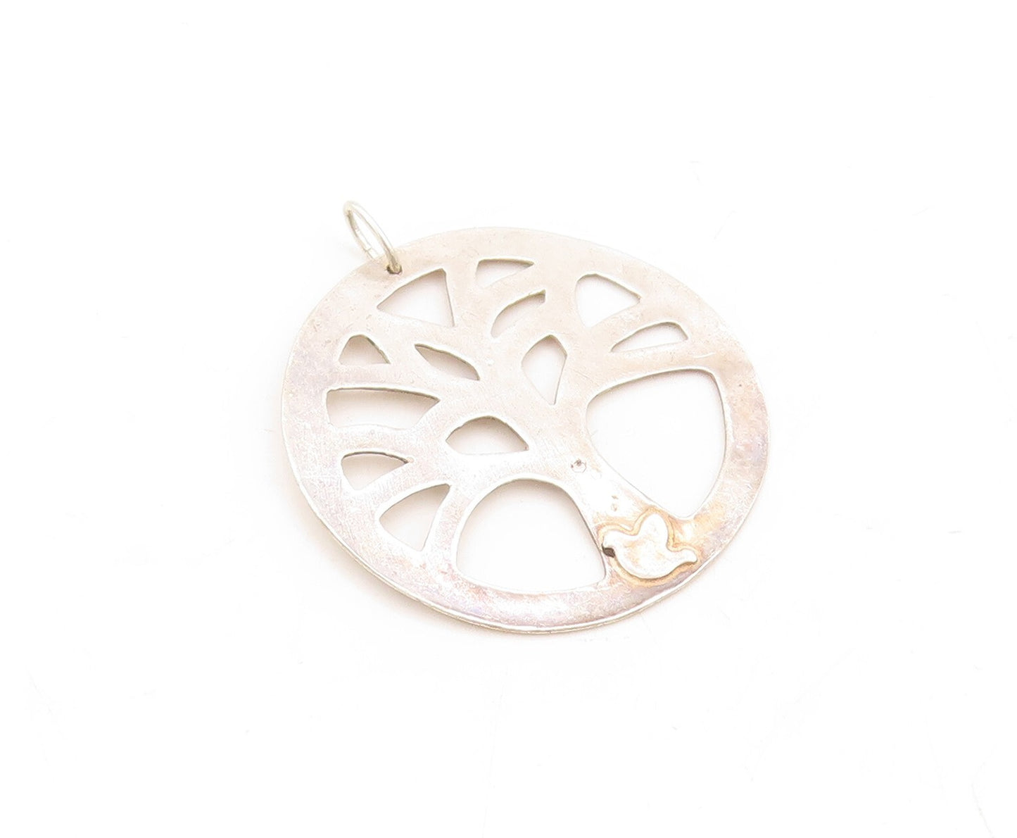925 Sterling Silver Vintage Pendant Minimalist Cutout Tree Of Life  PT23876