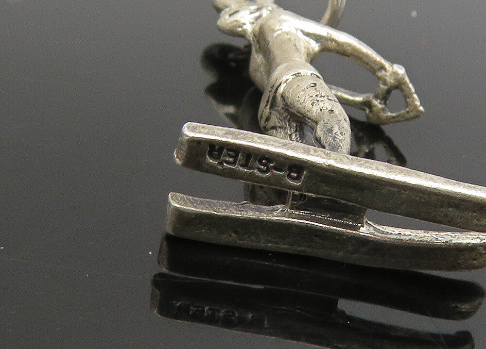 925 Sterling Silver  Vintage Petite Shiny Water Skiing Person Pendant  PT19088