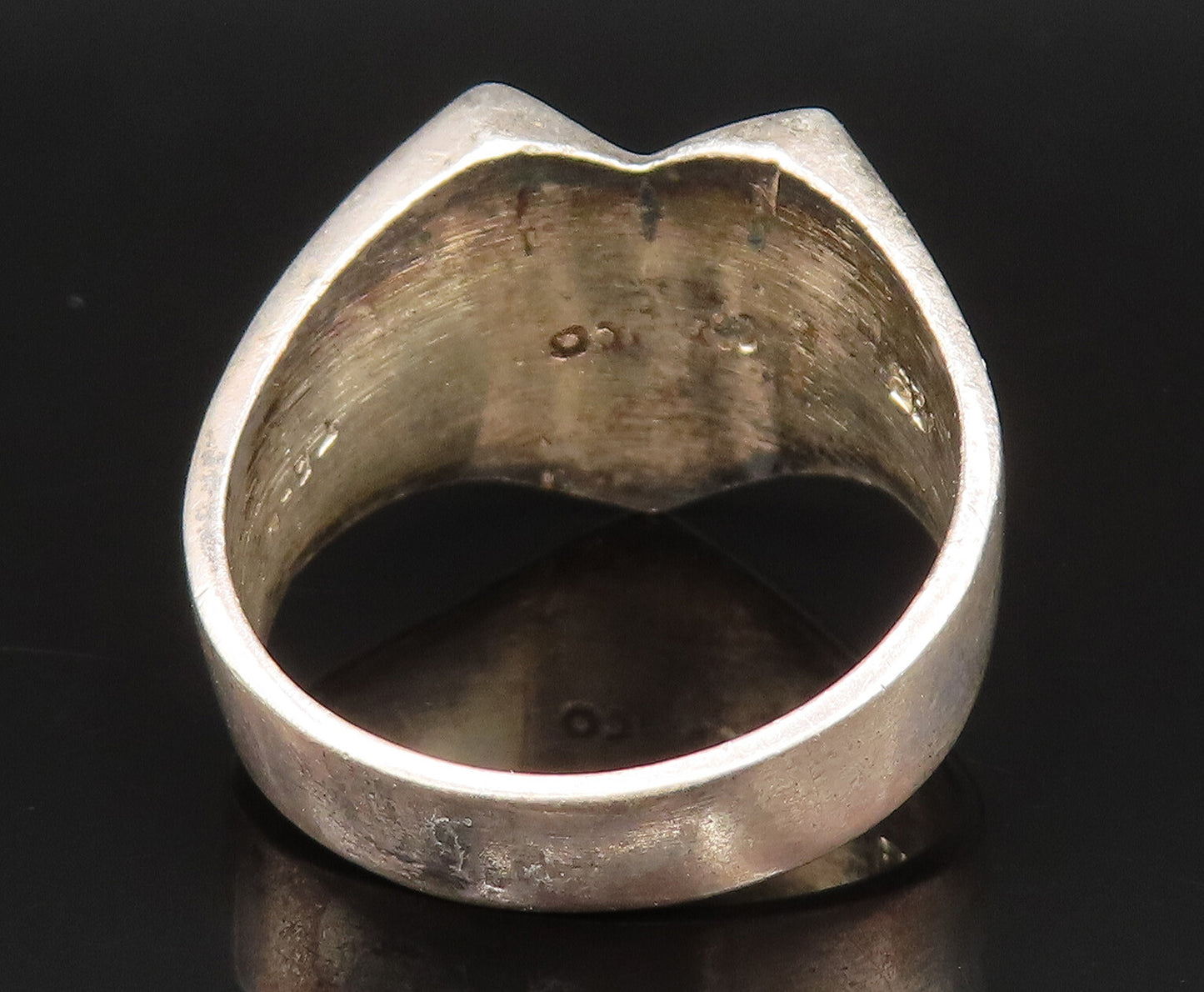MEXICO 925 Silver  Vintage Minimalist Concave Love Heart Ring Sz 11.5  RG25428
