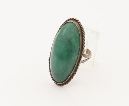 MEXICO 925 Silver  Vintage Cabochon Malachite Cocktail Ring Sz 8.5  RG26458