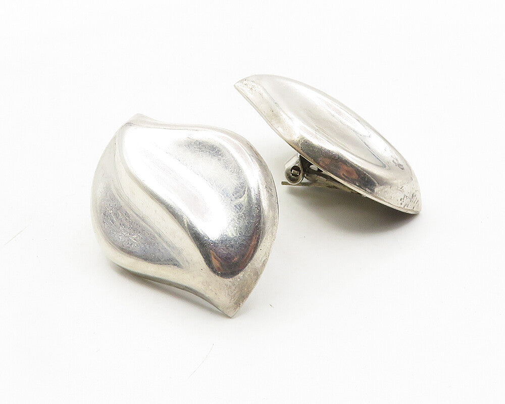 MEXICO 925 Sterling Silver  Vintage Floral Leaf Non Pierce Earrings  EG5454