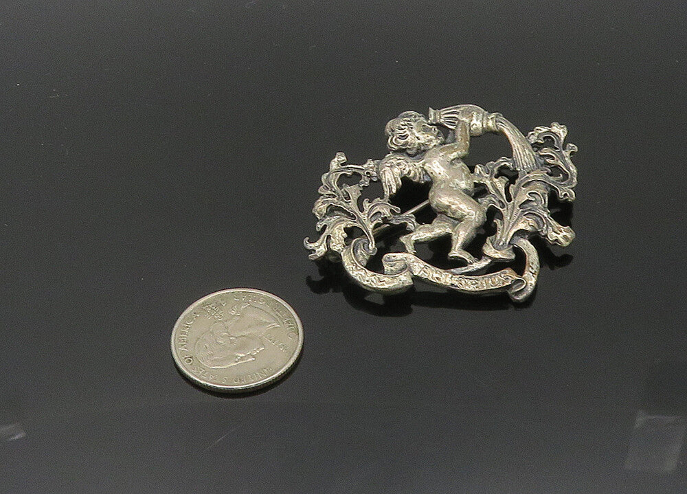 CINI 925 Sterling Silver  Vintage Antique Aquarius Zodiac Brooch Pin  BP8017