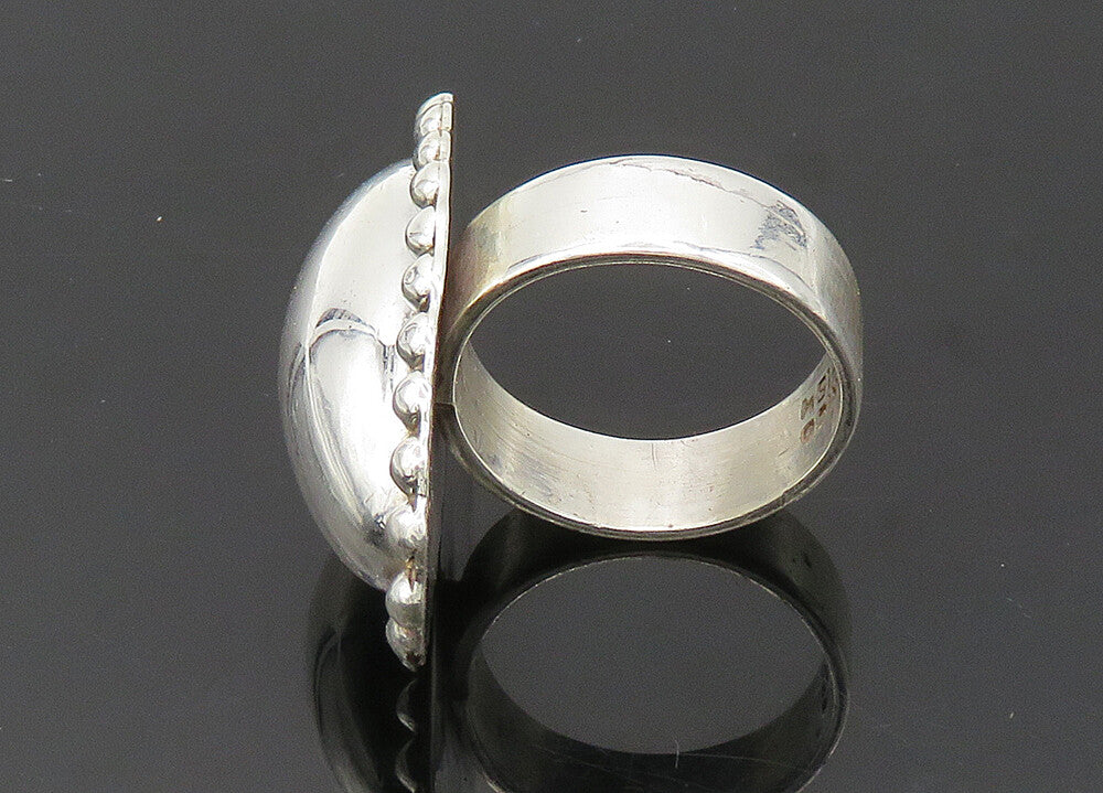 MEXICO 925 Silver  Vintage Shiny Oval Bubble Dome Band Ring Sz 8.5  RG20659