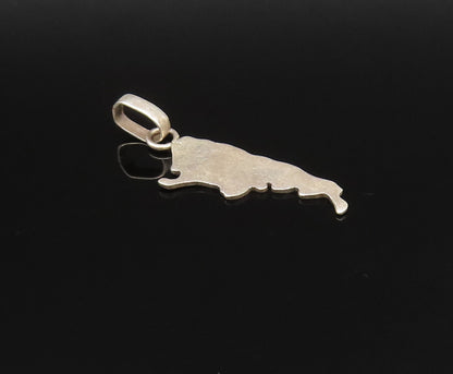 925 Sterling Silver  Vintage Minimalist Map Motif Drop Pendant  PT21293