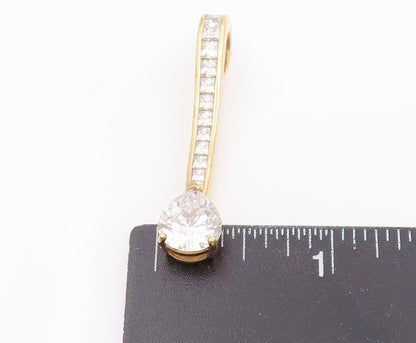 925 Sterling Silver Vintage Pendant Gold Plated CZ Classic Drop Charm  PT25502
