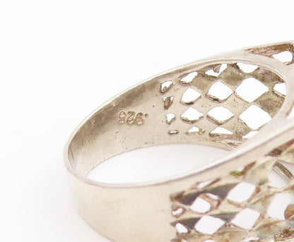 925 Sterling Silver Vintage Ring Carved Letter J Monogram Band  Sz 9  RG34054