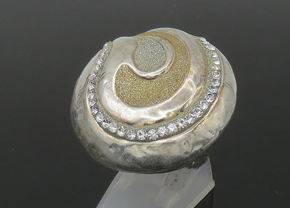 DESIGNER 925 Silver  Vintage Rhinestones Swirl Cocktail Ring Sz 7  RG22696
