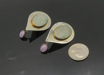 TULLA BOOTH 925 Silver  Vintage Jade & Amethyst Dangle Earrings  EG10037