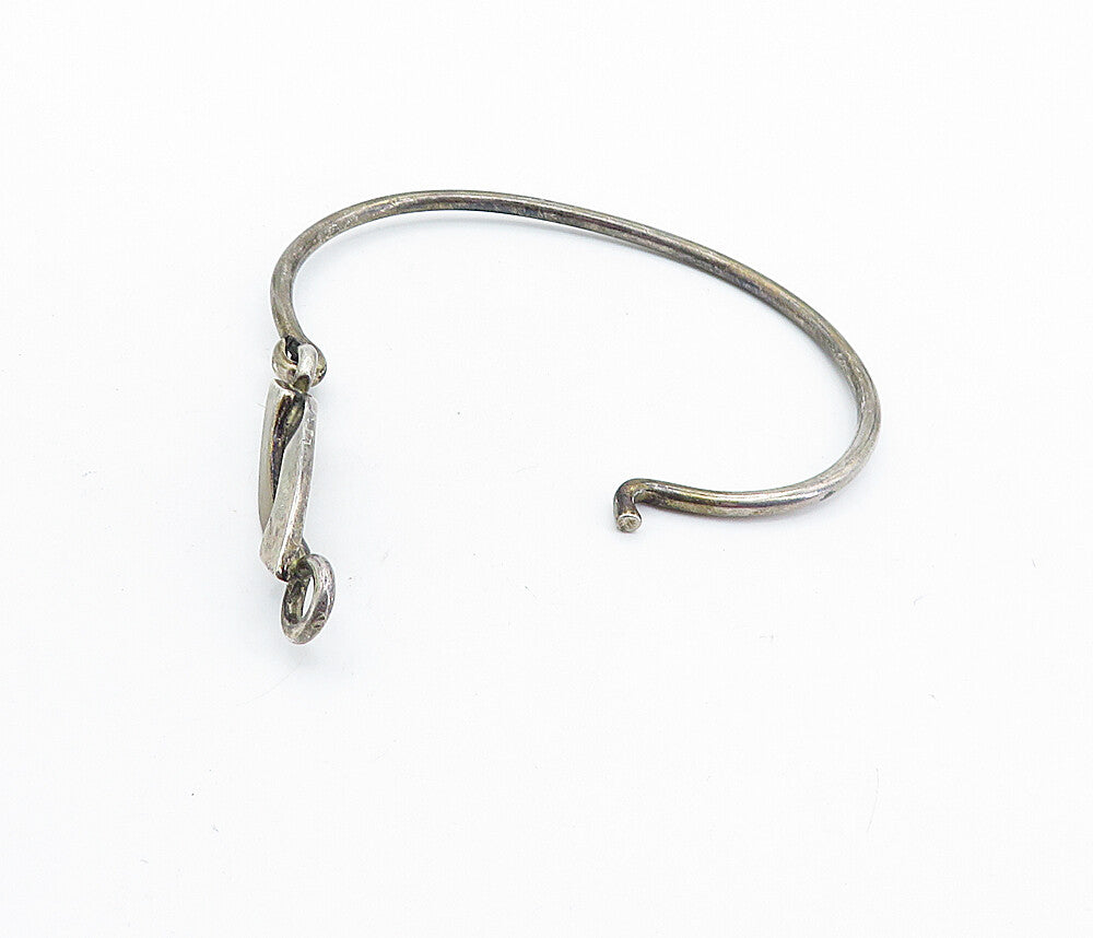 MEXICO 925 Sterling Silver  Vintage Oxidized Hook Bangle Bracelet  BT2725