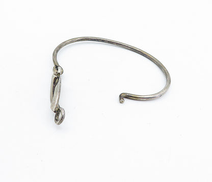 MEXICO 925 Sterling Silver  Vintage Oxidized Hook Bangle Bracelet  BT2725