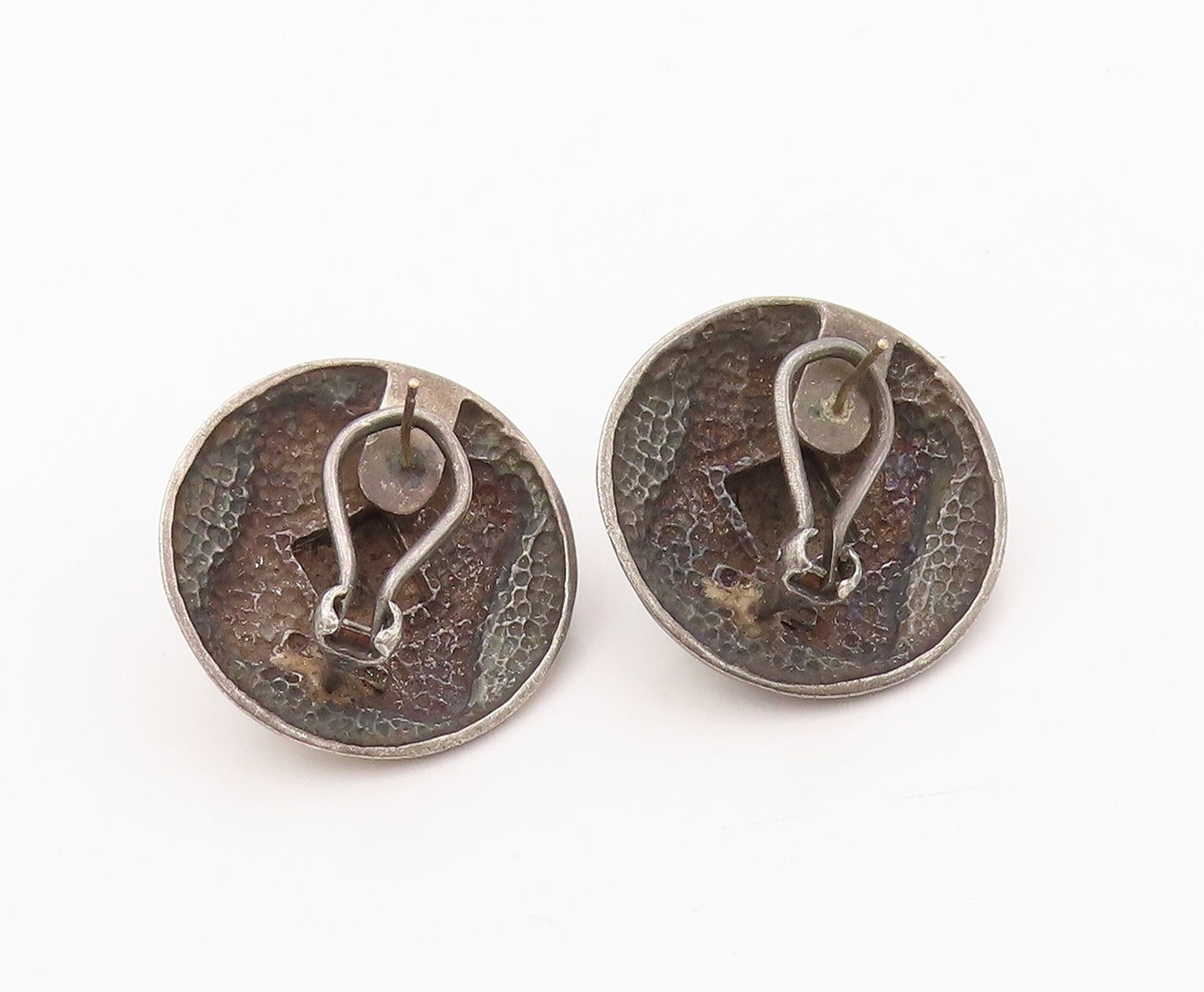 925 Sterling Silver Vintage Earrings LISA JENKS Antique Design Carved  EG13421