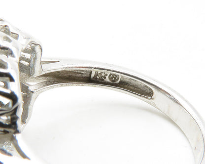925 Sterling Silver  Topaz & Genuine Diamonds Cocktail Ring Sz 6.5  RG12499