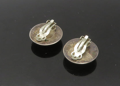 925 Sterling Silver Vintage Etched Dome Non Pierce Earrings EG11014