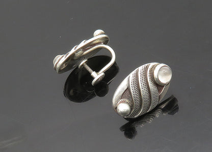 925 Sterling Silver  Vintage Cabochon Topaz Non Pierce Drop Earrings  EG9796