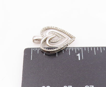 925 Sterling Silver  Vintage Genuine Diamonds Love Heart Pendant  PT16601