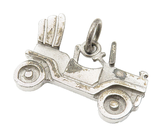 925 Sterling Silver  Vintage Dark Tone Old Fashioned Car Motif Pendant  PT8409