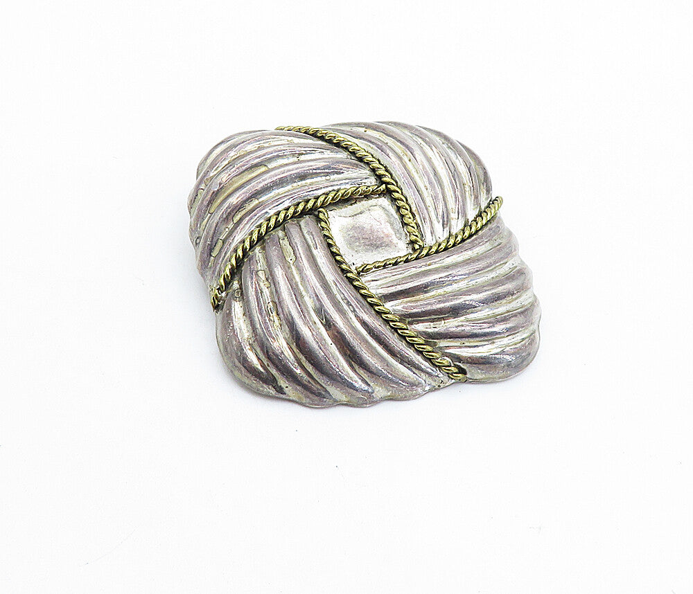 LATON MEXICO 925 Sterling Silver  Vintage Two Tone Twist Brooch Pin  BP2518