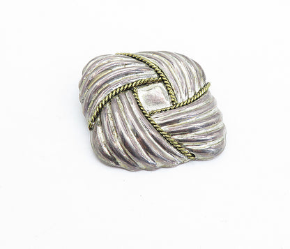 LATON MEXICO 925 Sterling Silver  Vintage Two Tone Twist Brooch Pin  BP2518